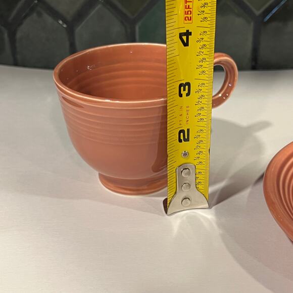 Vintage Fiestaware Fiesta HLC Ring Handle Cup & Saucer Rose - Picture 3 of 7